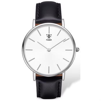 No. 1 blank stål herre ur fra Faber-Time, F907SL